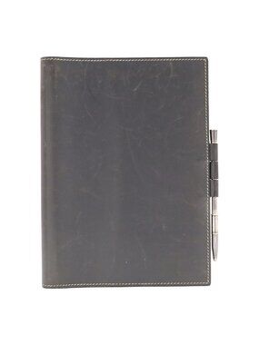 Hermes Agenda Gloves Trotter Cover Box Calf Leather Gray with Ballpoint Pen